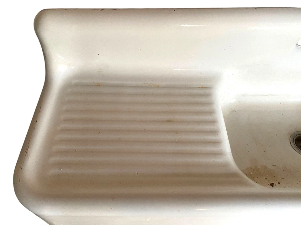 "Delantal delantero trasero alto fregadero de porcelana de hierro fundido vintage 78""" Foto 3 de 4