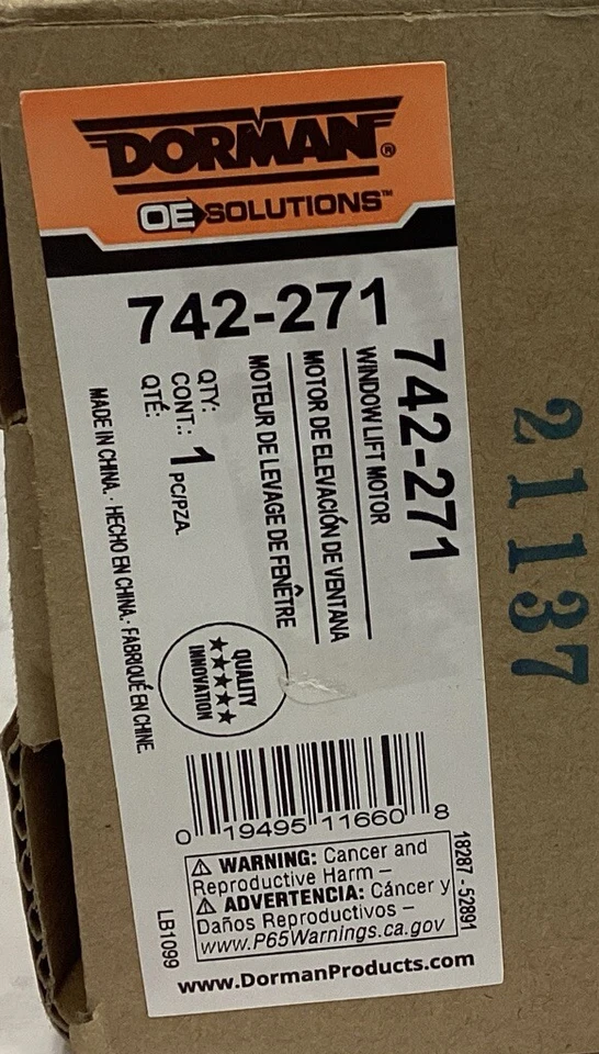 Motor elevador de ventana 742 271 Dorman para Ford Lincoln Mazda 93-11 modelos seleccionados Foto 2 de 2