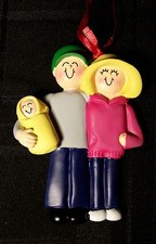 Personalized Parents with Newborn Child Christmas Tree Ornament Holiday Gift