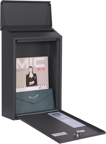 Personalised Black Letter Box Wall Mounted Post Box with Combination Lock UK - Picture 4 of 16