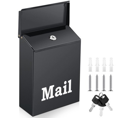 10 x 7 x 3 Inch Small Dark Gray Wall Mount Mailbox with Lock Key for Outside ...