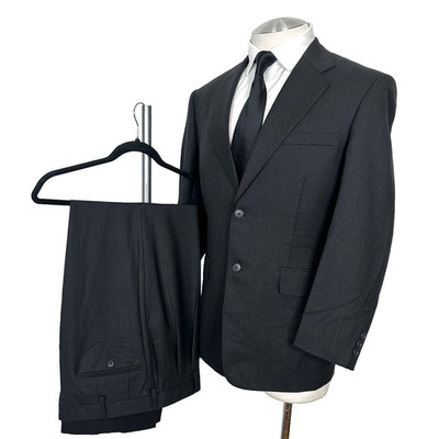 Dormeuil Bespoke 100% Wool Charcoal Gray 2 Btn Partially Lined Suit 44R 33x30