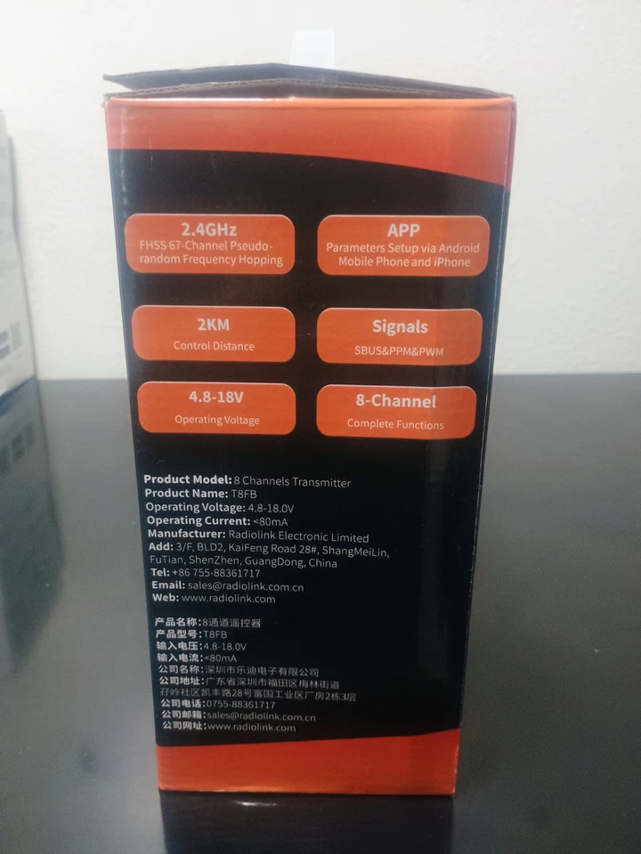 Radiolink T8FB 8CH 2.4Ghz RC Transmisor Remoto y Receptor R8EF Versión BT Foto 3 de 4
