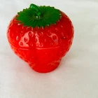 VTG Hazel Atlas Milk Glass Strawberry Jar With Lid Jam Red Kitchen