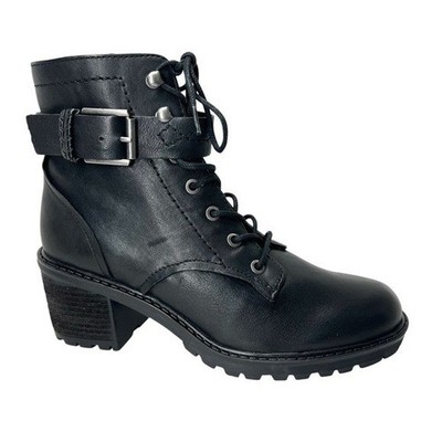 Zodiac Gemma Lace Up Zip Booties Black Leather Size 8M