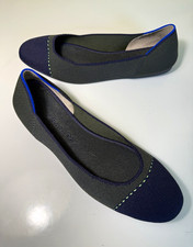 Rothy’s The Square Highland Green & Navy Blue Cap Toe Flats Women’s Size 10.5