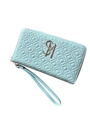 Steve Madden Mint Blue Embossed Wristlet Bifold Wallet Clutch Preppy Casual Spri