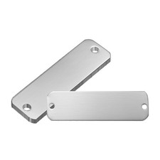 4Pcs Blank Name Plates, 2 x 0.6" Brushed Engraved Plate with 4 Holes, Silver