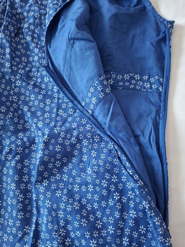 New M&S Per Una Royal Blue/White Linen Mix Pretty Sleeveless V-neck Dress Size14 - Picture 6 of 15
