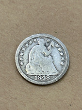1848 Seated Liberty Half Dime LOW MINTAGE TOUGH DATE NO PROBLEM COIN Medium Date