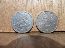 2 coins 1982 - 1987 Finland 1 Markka Suomen Tasavalta Coin nice coin
