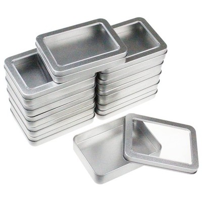 12 Pieces Rectangular Empty Metal Tins Home Storage Containers Organizer Mini...