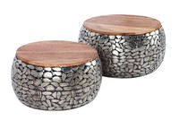 Couchtisch 66Cm Holz Silber Design Tisch Modern Wohnzimmer Jetzt Kaufen