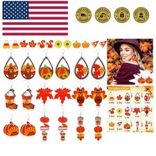 6-16 Pairs Halloween Thanksgiving Fall Christmas Earrings for Women,Holiday D...