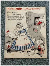 American Greetings Mom Birthday Card Mid-Century 1950s AG Ohio Fold Out