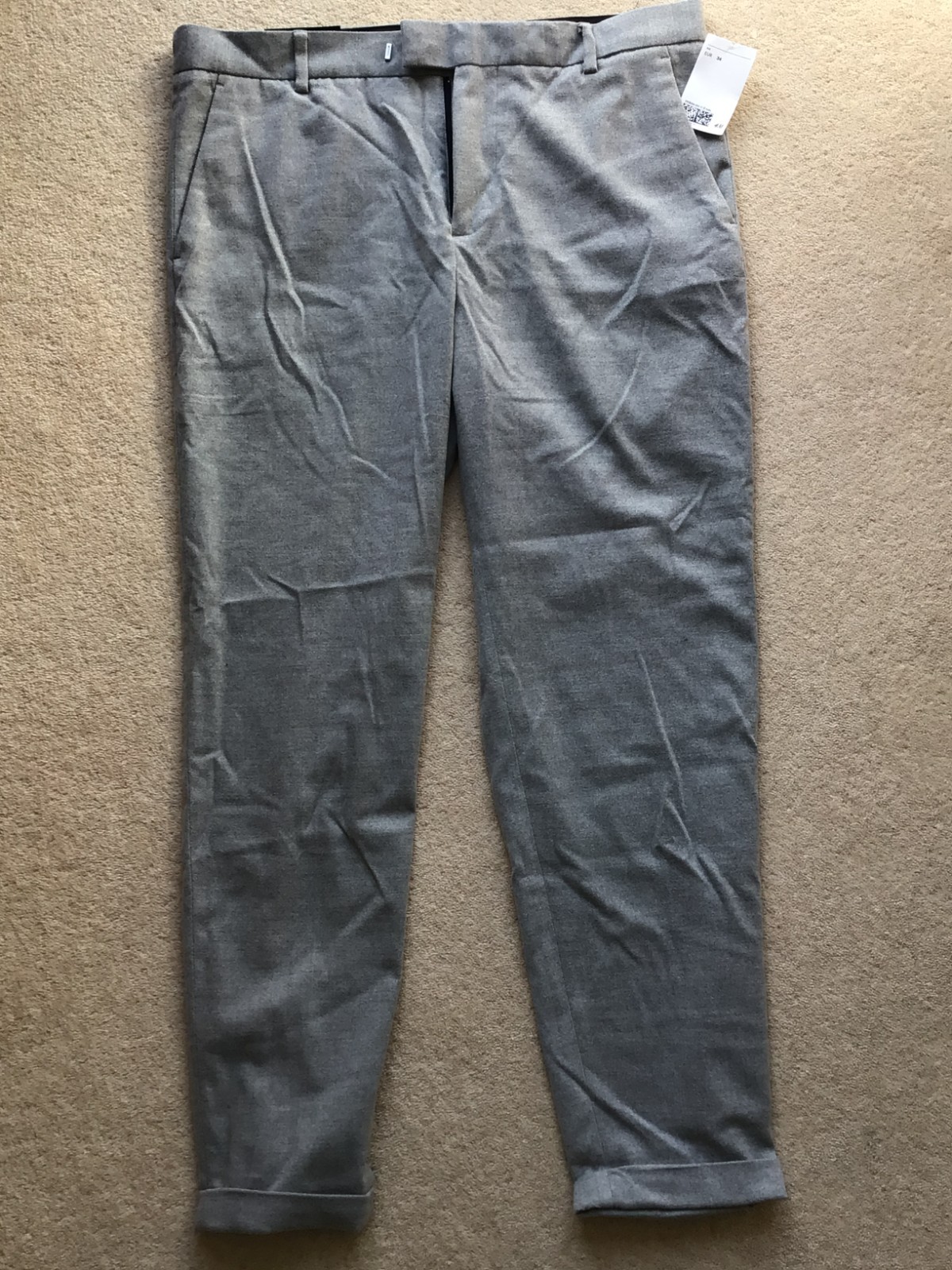 H & M H&M NEW Trousers men Slim Fit size 34 grey BNWT