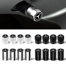 4pcs Car Tire Valve Stem Caps Metal Air Valve Covers Silver Black For Mercedes B