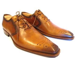 Men's Mezlan Ayrton Burnished Tan Medallion Toe Oxfords Size 12 M