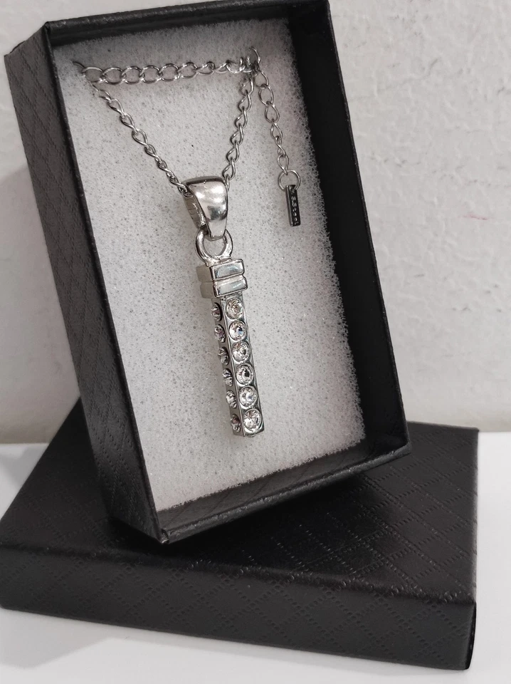 Collana donna uomo con Ciondolo pendente e strass catena in acciaio - Immagine 3 di 4