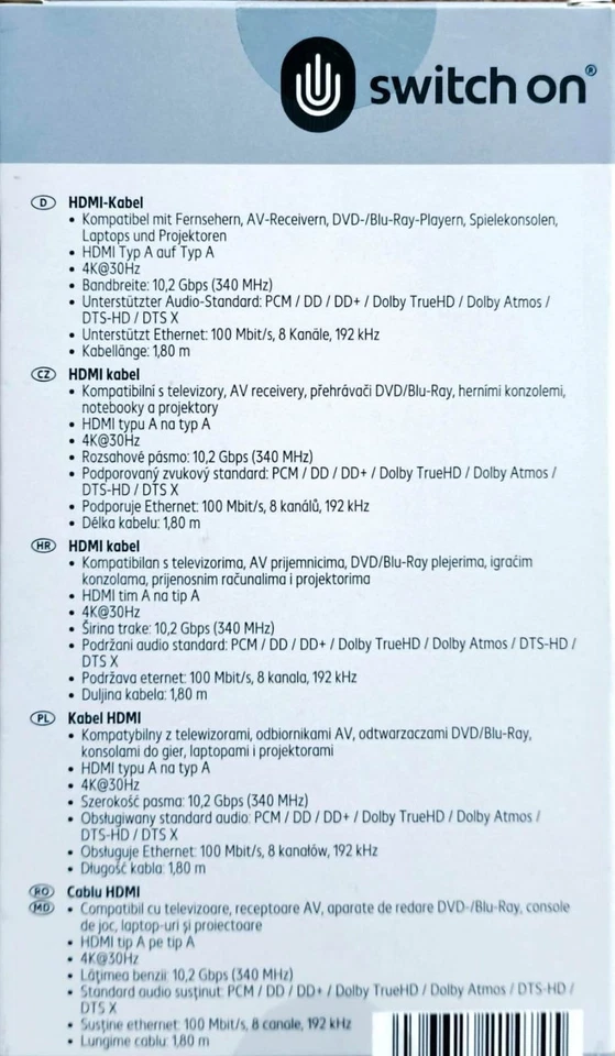 SWITCH ON ® HDMI Kabel / 1,80 m / 4K@30Hz / TDHDMI A1 - Bild 3 von 3