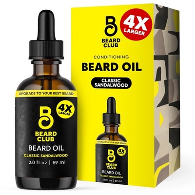 The Beard Club Oil for Men - 2oz Classic Sandalwood 2 Fl Oz (Pack of 1) 