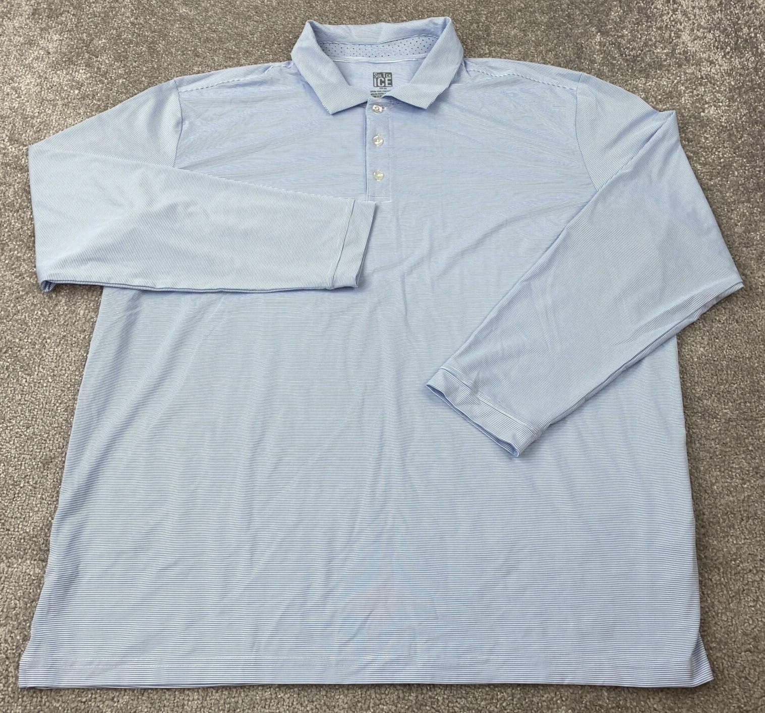 Sol Tek Ice UV50 Sun Protection Polo Shirt Men's Size XXL Blue White Striped