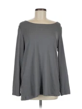 H By Halston Women Gray Long Sleeve T-Shirt M
