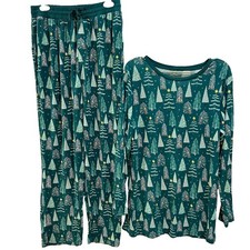 Little Sleepies Green Bamboo Twinkling Trees Xmas Pajama Set Pants Top Men's L