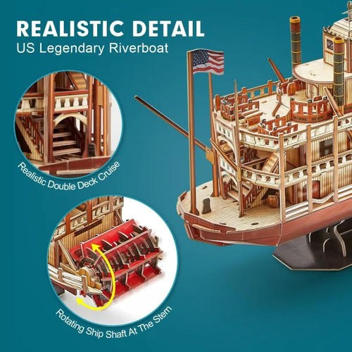 3D Wooden Puzzle Vessel Ship Model Building Kits Kids Gift Assemble Toys DIY - Picture 4 of 6