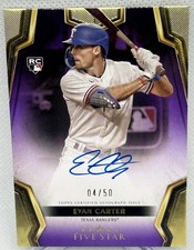2024 Topps Five Star Evan Carter RC Rookie Auto #FSA-EC Rangers /50