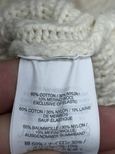 J Crew Sweater Womens M Fair Isle Cableknit Cream Crewneck Merino Wool Blend - Picture 9 of 12