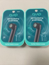 Quip 360 Oscillating Brush Head 4-Pack Black Soft ADA Accepted Replacement Heads