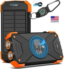 BLAVOR Solar Charger Power Bank 10,000mAh, Portable Wireless Charger, 20W