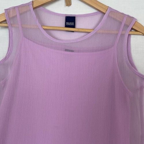 BASIC EDITIONS Girls Chiffon Dress 14 - 16 Lilac 2 Piece Lined Sequins Ties - Picture 4 of 12