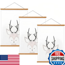FALAMON 3-Pack Magnetic Poster Hanger Frame, Teak Wood, 20" for 20x20 20x28 20x3