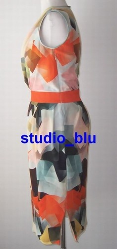 BASSO & BROOKE Multi Color Silk Abstract Print Dress 42 6 - Picture 3 of 4