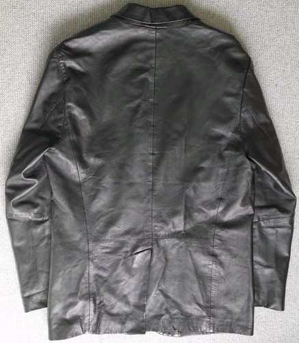 Balmain Vintage Medium Mens Black Leather Jacket Single Breasted Used Jacket - Picture 5 of 9