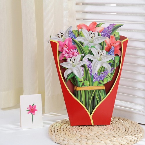 Mother's Day Gift,Pop Up Flower Bouquet Greeting Card,3D Paper Bouquet of Mixed - Picture 21 of 30
