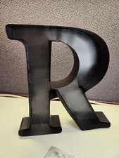 (R) Cork Holder - Metal Monogram Letter (R), Black, Large | Wine Lover