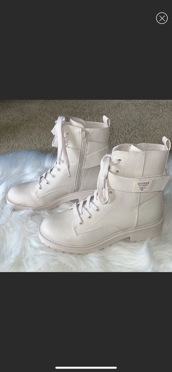 Guess white combat boots clearance