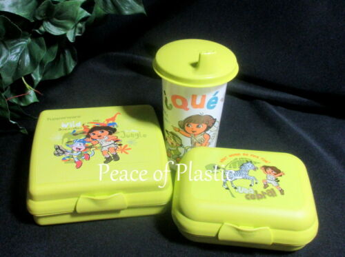 Tupperware Neu Kinder Selten Dora The Explorer 3-teiliges Lunch-Set mit Schnabelsiegel - Bild 2 von 3