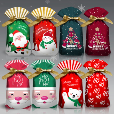 2020 NEW White Xmas Santa Party Gift Drawstring Packing Stocking Bags X10 X50 2020 NEW White Xmas Santa Party Gift Drawstring Packing Stocking Bags X10 X50