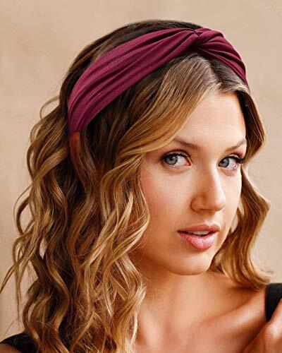 Turban Stirnbänder für Frauen rutschfeste Kopftücher dehnbar dick, einfarbig - Bild 3 von 6
