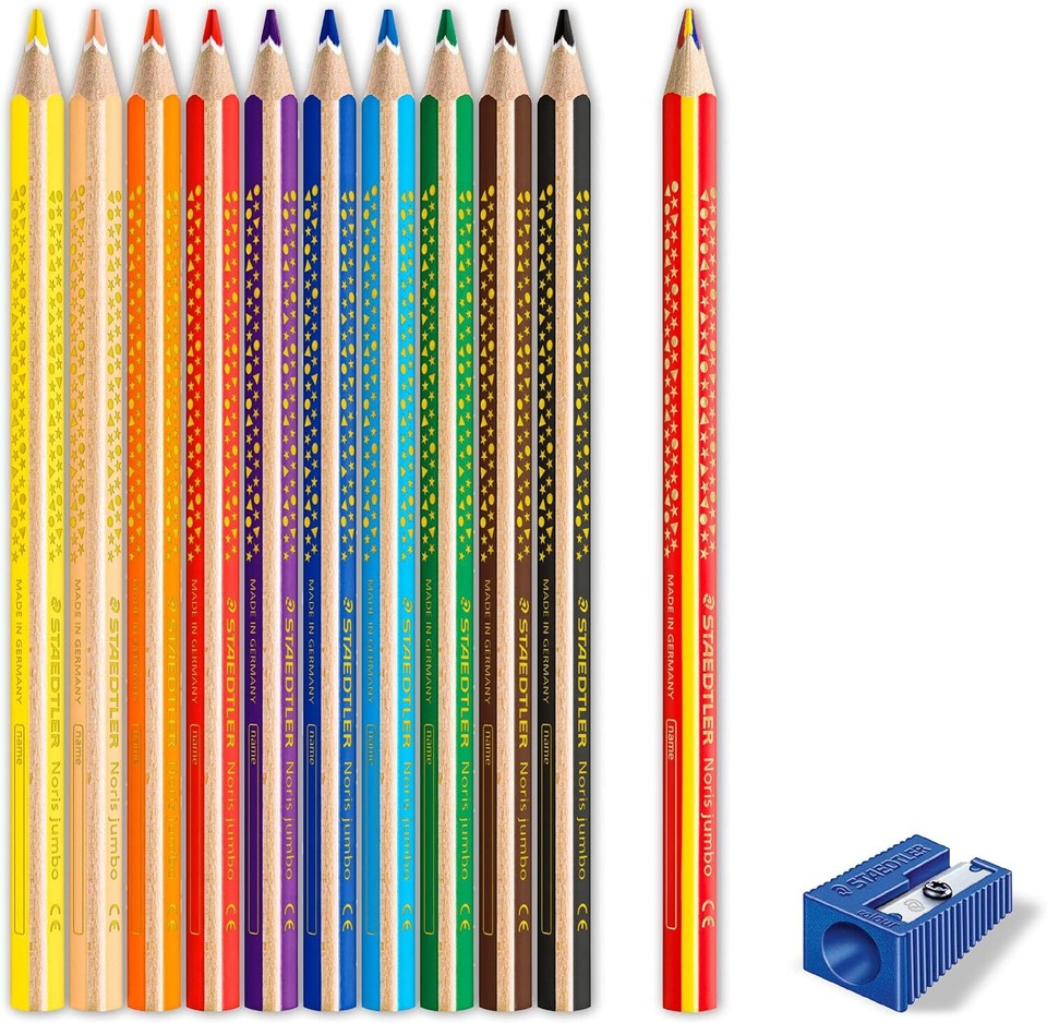 Staedtler Noris Club 61 8 Jumbo Coloured Pencils Pack of 10 with Rai