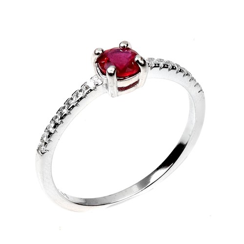 925 Sterling Silver Ring Round Ruby 4.5mm Natural Gemstone Jewelry Size 7 - Picture 2 of 14