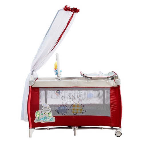 Portable Baby Travel Cot Crib Bassinet Bed Playpen Infants with Wheels Folding - Picture 78 of 100