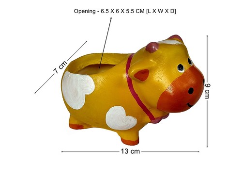 Resin Cow Shape Planter Pot with Drainage for Succulent Money Plant Bonsai - Picture 4 of 4