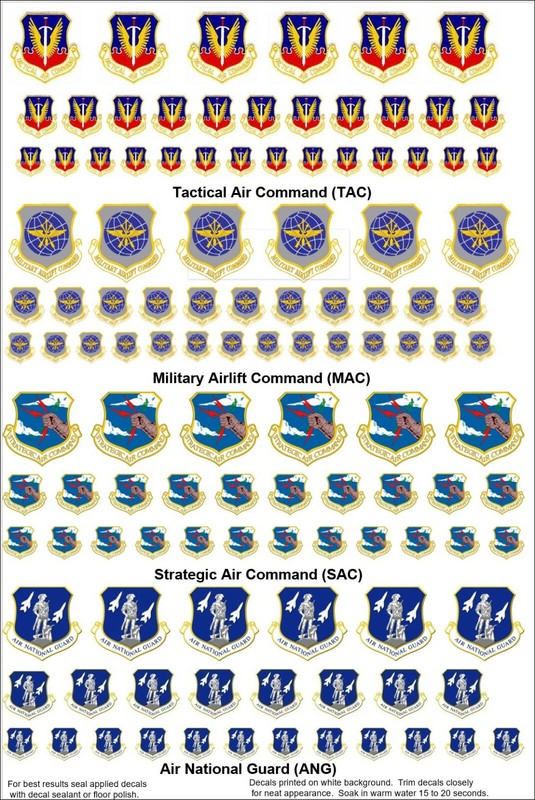 TAC MAC SAC ANG Decals 1/35 1/32 1/48 1/72 scales