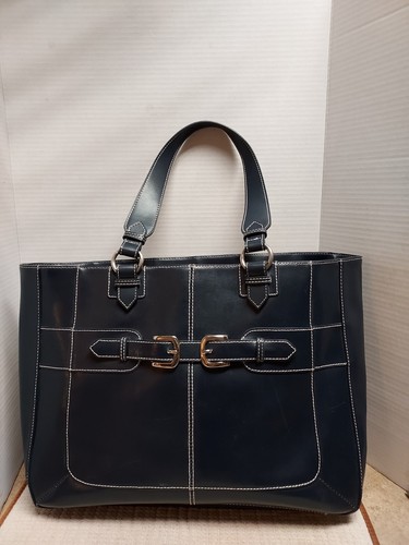 Bolso de mano vintage de cuero Wilson’s azul abierto minimalismo clásico 15x12x6 - Imagen 7 de 22