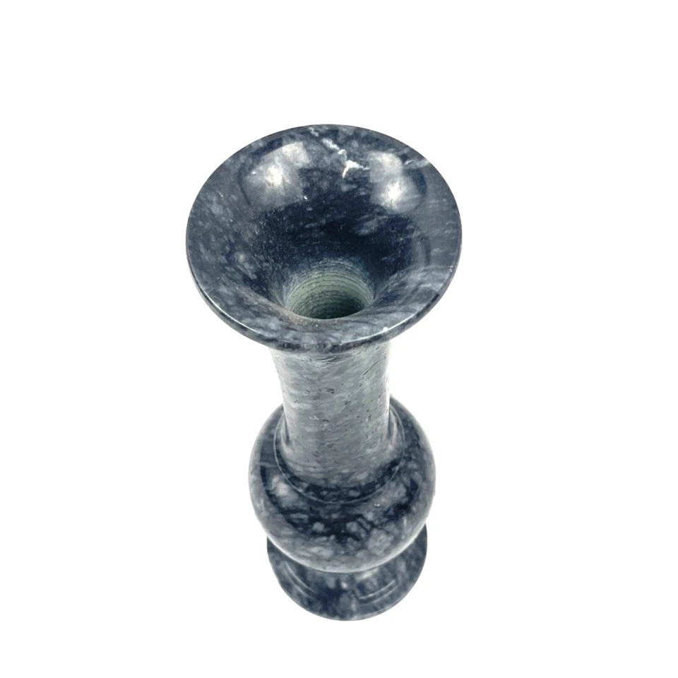 Jarrón de mármol artesanal de 10" de alto elegante y elegante gris mármol decoración del hogar Foto 2 de 4